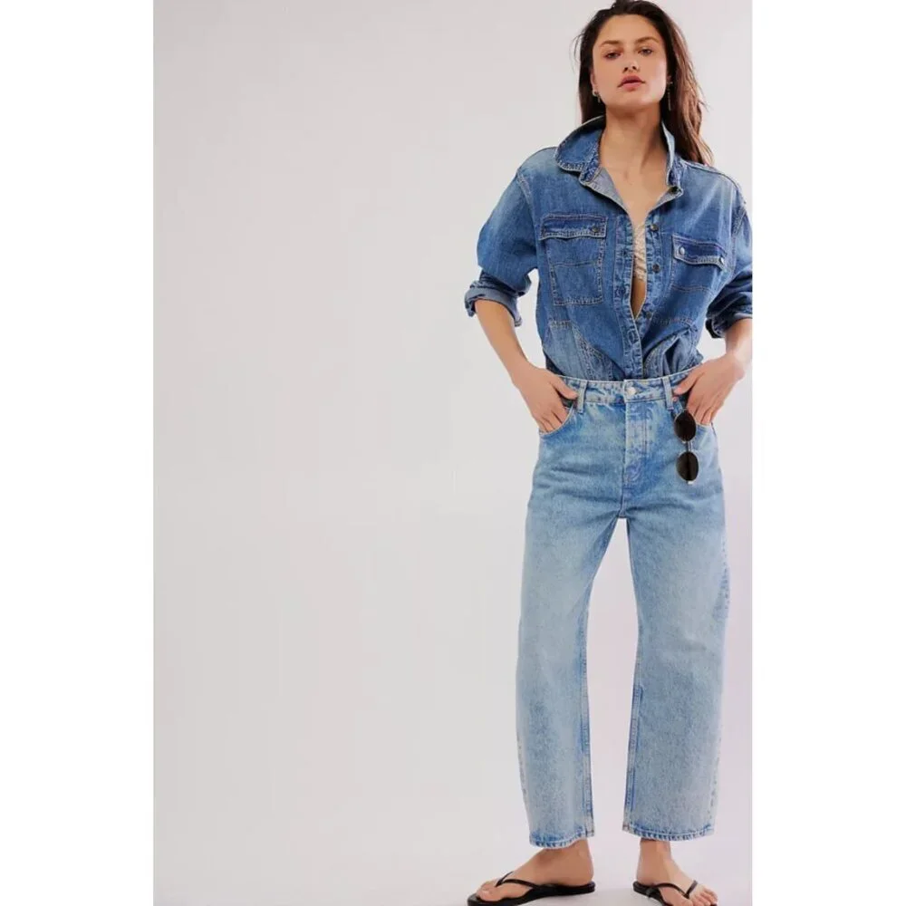 New! Free People We The Free Deep Trance Dropped Boyfriend Jeans 25 38801